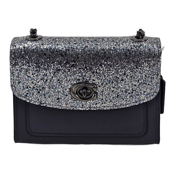 COACH 38697 NEW Parker 18 Glitter Midnight Navy Convertible Shoulder Bag NWT - Picture 7 of 16